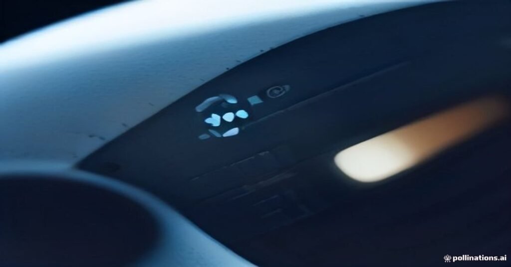 Roteador moderno com luzes de status acesas e cabo ethernet amarelo conectado em sala escura com iluminação azul e laranja.