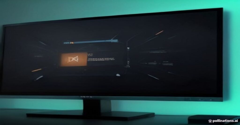 Tela do VLC Media Player exibindo uma lista M3U8, com roteador e cabos de rede ao fundo, em ambiente escuro.