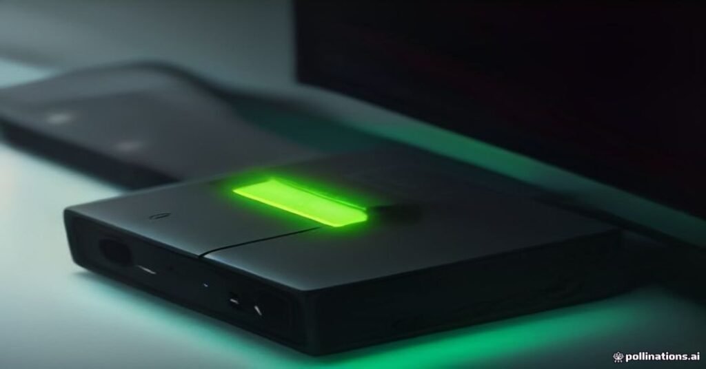 Detalhe de cabo de rede amarelo conectado à porta Ethernet de um roteador preto com luzes de LED acesas.