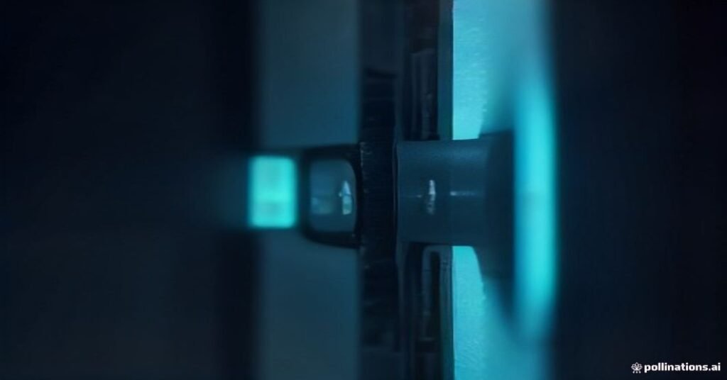 Cabos de rede ciano e laranja conectados a um switch de grande porte com luzes indicadoras acesas em ambiente escuro.